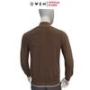 Áo len nam owen ALK241277 áo khoác len màu nâu dáng suông regular fit cổ 3 phân khóa kéo hai túi bo tay gấu chât liệu acrylic cotton