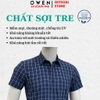 Áo Sơ Mi Nam Tay Ngắn Owen AB260058NT Xanh Tím Than Kẻ Caro Body Fit