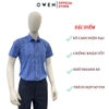Áo Sơ Mi Nam Tay Ngắn Owen AB250064NT màu xanh dương kẻ caro dáng suông body fit tà bằng có túi Chất liệu Bambo poly
