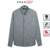 Áo Sơ Mi Nam Tay Dài Owen AS240572D màu xám họa tiết dáng ôm slim fit tà lượn không túi chất liệu modal poly