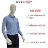 Áo Sơ Mi Nam Tay Dài Owen AR240594DT màu xanh dáng suông regular fit tà lượn có túi chất liệu modal poly