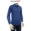 Áo Sơ Mi Nam Tay Dài Owen AS240587D màu xanh đậm dáng ôm slim fit tà lượn không túi chất liệu modal poly