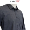 Áo Sơ Mi Nam Tay Dài Owen AR240544DT màu xanh đậm caro trắng dáng suông regular fit tà lượn có túi chất liệu bambo poly