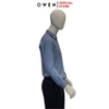 Áo Sơ Mi Nam Tay Dài Owen AR240594DT màu xanh dáng suông regular fit tà lượn có túi chất liệu modal poly