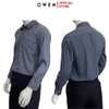 Áo Sơ Mi Nam Tay Dài Owen AR240544DT màu xanh đậm caro trắng dáng suông regular fit tà lượn có túi chất liệu bambo poly