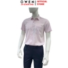 Áo sơ mi nam tay ngắn Owen AF260109NT màu hồng dáng suông Plus size tà lượn có túi chất liệu Bamboo polyester
