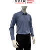 Áo sơ mi nam tay dài Owen AR255008DT màu xanh đậm dáng suông regular fit tà lượn có túi chất liệu sợi sồi