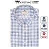 Áo Sơ Mi Nam Tay Dài Aristino ALS53008 Màu Kẻ Caro Xanh Trắng Chìm Kiểu Dáng Regular Fit Chất Liệu Sợi Tre