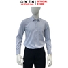Áo sơ mi nam tay dài Owen AR255047DT màu xám nhạt kẻ caro dáng suông regular fit tà lượn có túi chất liệu Bamboo