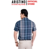 Áo Sơ Mi Nam Ngắn Tay Aristino ASS078AS3 màu xanh cổ vịt kẻ