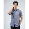 Áo Sơ Mi Nam Tay Ngắn Owen AS220135N Màu Oxford Navy Slim Fit Tà Lượn Không Túi Ngực Vải Sợi Tre
