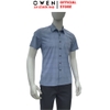 Áo sơ mi nam tay ngắn Owen AB260006NT màu xanh kẻ caro dáng suông body fit tà bằng có túi chất liệu modal polyester