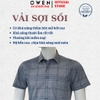 Áo sơ mi nam tay ngắn Owen AB260009NT màu xám kẻ dáng suông body fit tà bằng có túi chất liệu modal polyester spandex