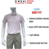 Áo sơ mi nam tay ngắn Owen AB260014NT màu hồng dáng suông body fit tà bằng có túi chất liệu modal polyester spandex