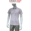 Áo sơ mi nam tay ngắn Owen AB260014NT màu hồng dáng suông body fit tà bằng có túi chất liệu modal polyester spandex