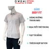 Áo sơ mi nam tay ngắn Owen AB260015NT màu nâu kẻ dáng suông body fit tà bằng có túi chất liệu modal polyester