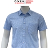 Áo sơ mi nam tay ngắn Owen AB260035NT màu xanh nhạt kẻ caro dáng suông body fit tà bằng có túi chất liệu modal polyester