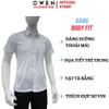 Áo sơ mi nam tay ngắn Owen AB260038NT màu trắng in họa tiết dáng suông body fit tà bằng có túi chất liệu Bamboo polyester