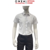 Áo sơ mi nam tay ngắn Owen AB260038NT màu trắng in họa tiết dáng suông body fit tà bằng có túi chất liệu Bamboo polyester