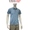 Áo sơ mi nam tay ngắn Owen AB260043NT màu xanh đậm chất liệu Bamboo polyester
