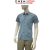 Áo sơ mi nam tay ngắn Owen AB260043NT màu xanh đậm chất liệu Bamboo polyester