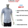 Áo Sơ Mi Nam Tay Ngắn Owen AB260054NT Xanh Kẻ Body Fit chất liệu Bamboo polyester