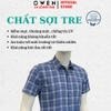 Áo Sơ Mi Nam Tay Ngắn Owen AB260057NT Vải Sợi Tre Xanh Đậm Kẻ Caro Body Fit