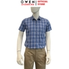 Áo Sơ Mi Nam Tay Ngắn Owen AB260057NT Vải Sợi Tre Xanh Đậm Kẻ Caro Body Fit
