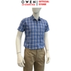 Áo Sơ Mi Nam Tay Ngắn Owen AB260057NT Vải Sợi Tre Xanh Đậm Kẻ Caro Body Fit