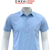 Áo sơ mi nam tay ngắn Owen AB260063NT màu xanh dáng suông body fit tà bằng có túi chất liệu Bamboo polyester