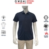 Áo sơ mi nam tay ngắn Owen AB260068NT màu xanh tím than dáng suông body fit tà bằng có túi chất liệu modal polyester