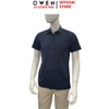Áo sơ mi nam tay ngắn Owen AB260068NT màu xanh tím than dáng suông body fit tà bằng có túi chất liệu modal polyester