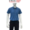 Áo sơ mi nam tay ngắn Owen AB260072NT màu xanh đậm kẻ caro dáng suông body fit tà bằng có túi chất liệu Bamboo polyester