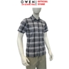 Áo sơ mi nam tay ngắn Owen AB260106NT màu xám đậm dáng suông body fit tà bằng có túi chất liệu bamboo