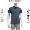 Áo sơ mi nam tay ngắn Owen AB260107NT màu xám đậm dáng suông body fit tà bằng có túi chất liệu Bamboo polyester
