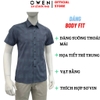Áo sơ mi nam tay ngắn Owen AB260107NT màu xám đậm dáng suông body fit tà bằng có túi chất liệu Bamboo polyester
