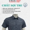 Áo sơ mi nam tay ngắn Owen AB260107NT màu xám đậm dáng suông body fit tà bằng có túi chất liệu Bamboo polyester