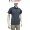 Áo sơ mi nam tay ngắn Owen AB260107NT màu xám đậm dáng suông body fit tà bằng có túi chất liệu Bamboo polyester