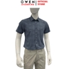 Áo sơ mi nam tay ngắn Owen AB260107NT màu xám đậm dáng suông body fit tà bằng có túi chất liệu Bamboo polyester