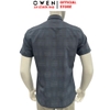 Áo sơ mi nam tay ngắn Owen AB260107NT màu xám đậm dáng suông body fit tà bằng có túi chất liệu Bamboo polyester