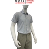 Áo sơ mi nam tay ngắn Owen AB260114NT màu xám kẻ dáng suông body fit tà bằng có túi chất liệu Nano