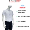 Áo sơ mi trắng nam tay ngắn Owen AB260503NTBF màu trắng trơn dáng suông body fit tà bằng có túi chất liệu nano