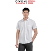 Áo sơ mi trắng nam tay ngắn Owen AR260502NTBF màu trắng trơn Dáng suông regular fit tà lượn có túi chất liệu nano