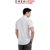 Áo sơ mi trắng nam tay ngắn Owen AR260502NTBF màu trắng trơn Dáng suông regular fit tà lượn có túi chất liệu nano