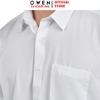 Áo sơ mi trắng nam tay ngắn Owen AB260503NTBF màu trắng trơn dáng suông body fit tà bằng có túi chất liệu nano