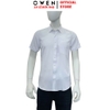 Áo sơ mi trắng nam tay ngắn Owen AB260513NTB màu trắng dáng suông body fit tà bằng có túi chất liệu nano