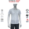 Áo sơ mi trắng nam tay ngắn Owen AB260523NTV màu trắng trơn dáng suông body fit tà bằng có túi chất liệu sợi sồi