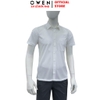 Áo sơ mi trắng nam tay ngắn Owen AB260523NTV màu trắng trơn dáng suông body fit tà bằng có túi chất liệu sợi sồi