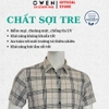 Áo sơ mi nam tay ngắn Owen AB261037N màu xám kẻ dáng suông body fit tà bằng không túi chất liệu Bamboo polyester
