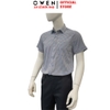 Áo sơ mi nam tay ngắn Owen AB261042NT màu xanh dáng body fit tà bằng xẻ tà chất liệu Bamboo polyester
